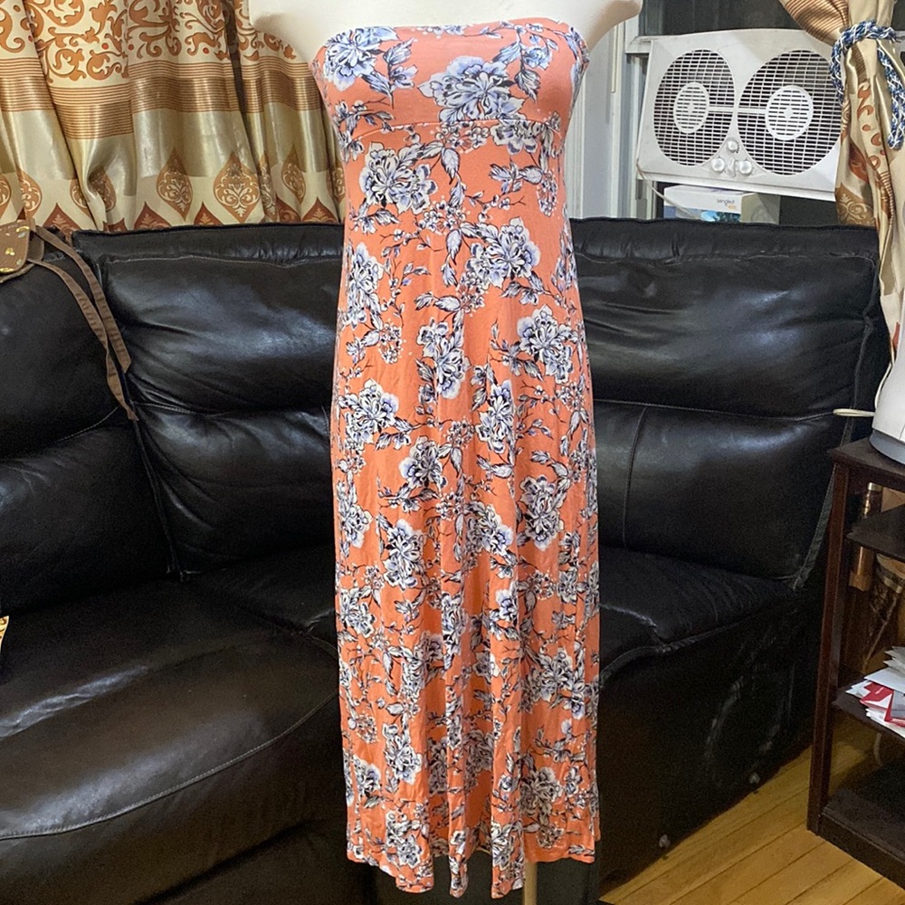 Salmon Pink Floral Skirt Small